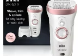 Braun Silk-Ãpil 9 9-720 Epilator for Women for Long-Lasting Hair Removal, White/Bronze